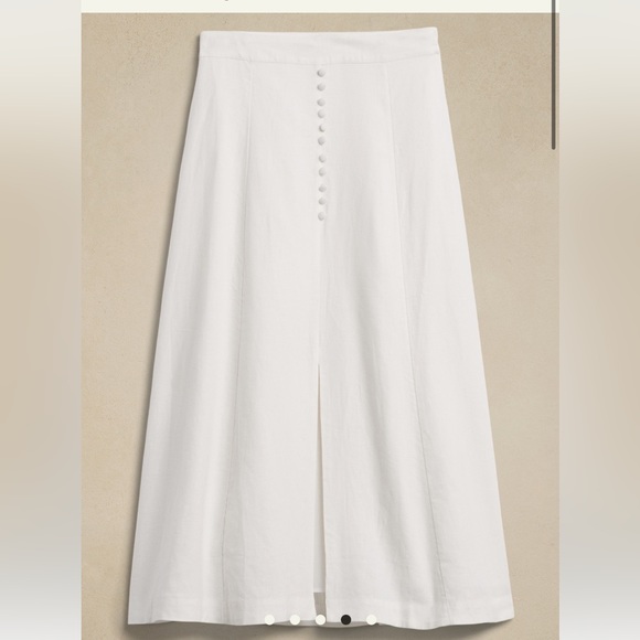 Banana Republic | LINEN-BLEND MIDI SKIRT | | black | Petite | matching skirt set - Picture 6 of 16